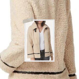 Madden Girl Faux Fur Teddy Jacket with Faux Leather Details Size XL